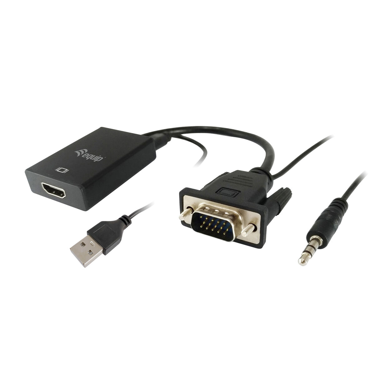 VGA til HDMI-adapter med lyd Equip 119038 Sort